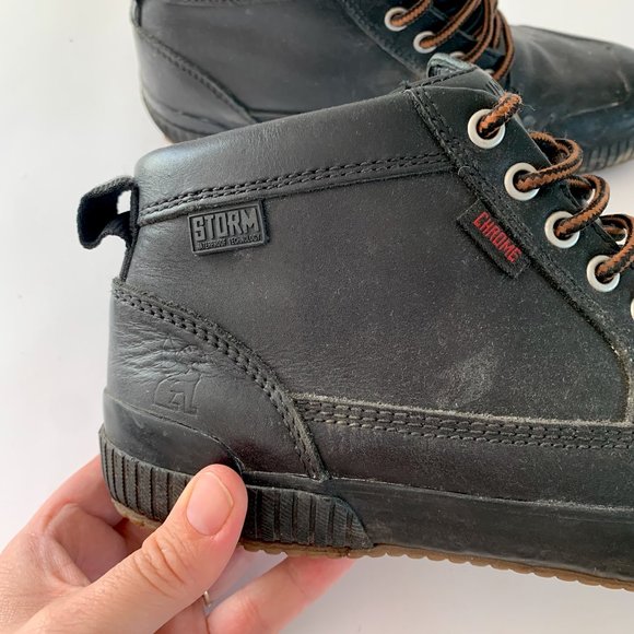 UNISEX LEATHER HIGH TOP WITH RUBBER SOLE - Chrome Bike Sneakers - Picture 4 of 10